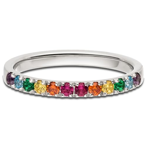 Kolibri Rings® Eternity-Ring Silber 925 – 12 Regenbogen Zirkonia – Handgefasst – Gratis Etui (65 (Ø20,7 mm)) von Kolibri Rings