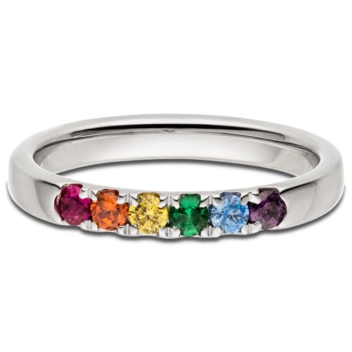 Kolibri Rings® Eternity-Ring Silber 925 – 6 Zirkonia Regenbogen – handgefasst – Made in Germany – Gratis Etui (62 (Ø19,7 mm)) von Kolibri Rings