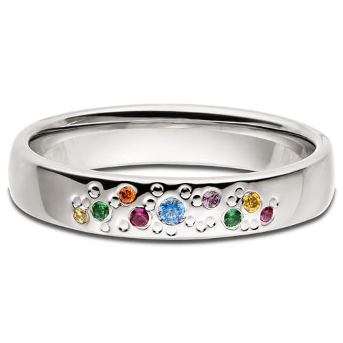 Kolibri Rings® Ring Silber 925 – 9 Zirkonia Regenbogen – handgefasst – Made in Germany – Gratis Etui (56 (Ø17,8 mm)) von Kolibri Rings