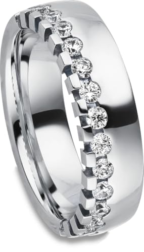 Kolibri Rings Damenring 15 Zirkonia Steine Sterling Silber 925 Ring Ehering Verlobungsring Partnerring Freundschaftsring - Inkl. Gravur und Etui von Kolibri Rings