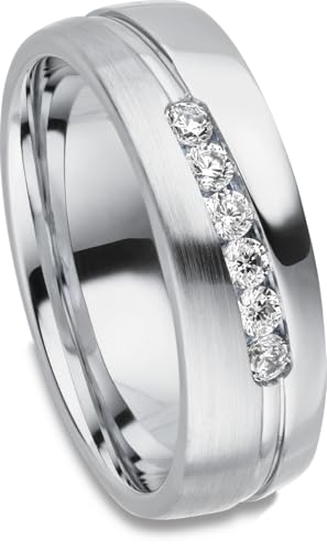 Kolibri Rings Damenring 6Zirkonia Steine Sterling Silber 925 Ring Ehering Verlobungsring Partnerring Freundschaftsring - Inkl. Gravur und Etui von Kolibri Rings