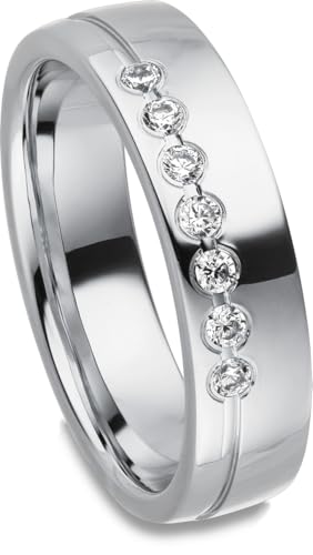 Kolibri Rings Damenring 7 Zirkonia Steine Sterling Silber 925 Ring Ehering Verlobungsring Partnerring Freundschaftsring - Inkl. Gravur und Etui von Kolibri Rings