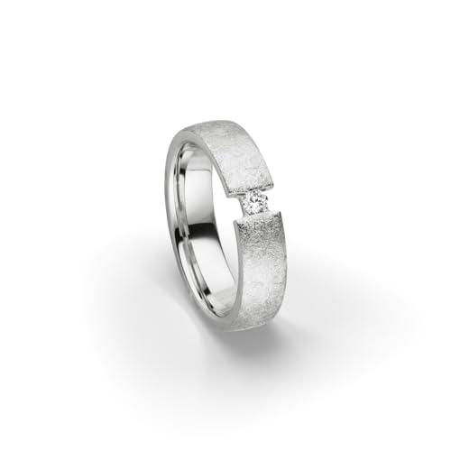 Kolibri Rings Damenring Eismatt Zirkonia Stein Spannring-Optik Sterling Silber 925 Ring Ehering Verlobungsring Partnerring Freundschaftsring - Inkl. Gratis Gravur und Etui von Kolibri Rings