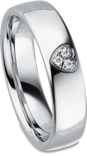 Kolibri Rings Damenring Herz 3 Zirkonia Steine Sterling Silber 925 Ehering Verlobungsring Partnerring Freundschaftsring Ring - Inkl. Gratis Gravur und Etui von Kolibri Rings