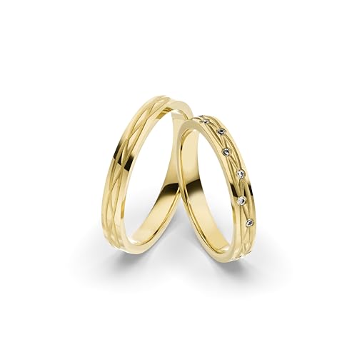 Kolibri Rings Eheringe Gold 333 7 Diamanten Verlobungsringe Trauringe Set Paarpreis - Gratis Gravur und Etui von Kolibri Rings