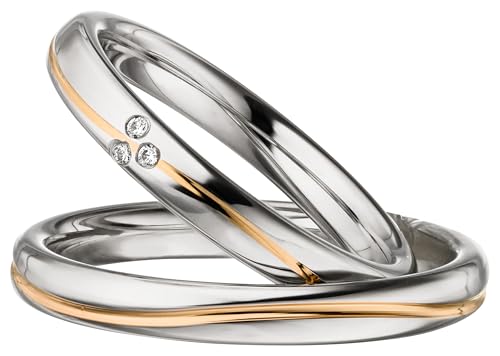 Kolibri Rings Eheringe Rot Vergoldet Verlobungsringe Silber 925 Zirkonia 3 Steine Set - Gratis Gravur und Etui von Kolibri Rings