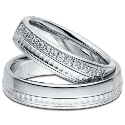 Kolibri Rings Eheringe Silber 925 15 Zirkonia Steine Set - Gravur und Etui von Kolibri Rings