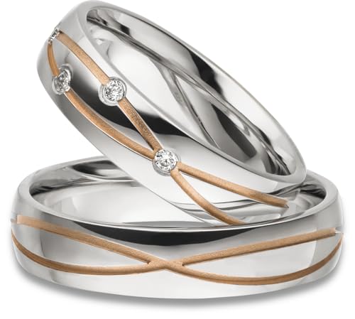 Kolibri Rings Eheringe Silber 925 Vergoldet 4 Zirkonia Steine Set - Gratis Gravur und Etui von Kolibri Rings