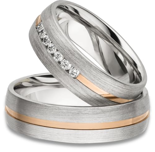 Kolibri Rings Eheringe Silber 925 Vergoldet 7 Zirkonia Steine Set - Gratis Gravur und Etui von Kolibri Rings