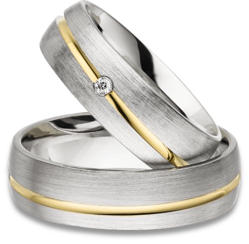 Kolibri Rings Eheringe Silber 925 Vergoldet Zirkonia Stein Set - Gratis Gravur und Etui von Kolibri Rings