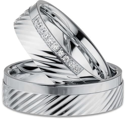 Kolibri Rings Eheringe Verlobungsringe Silber 925 10 Zirkonia Steine Set - Gravur und Etui von Kolibri Rings