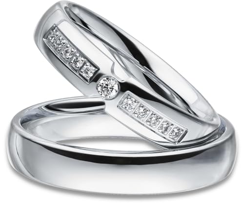 Kolibri Rings Eheringe Verlobungsringe Silber 925 11 Zirkonia Steine Set - Gratis Gravur und Etui von Kolibri Rings