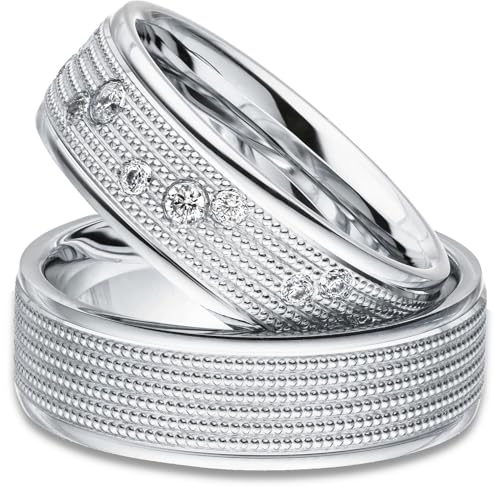 Kolibri Rings Eheringe Verlobungsringe Silber 925 11Zirkonia Steine Set - Gratis Gravur und Etui von Kolibri Rings