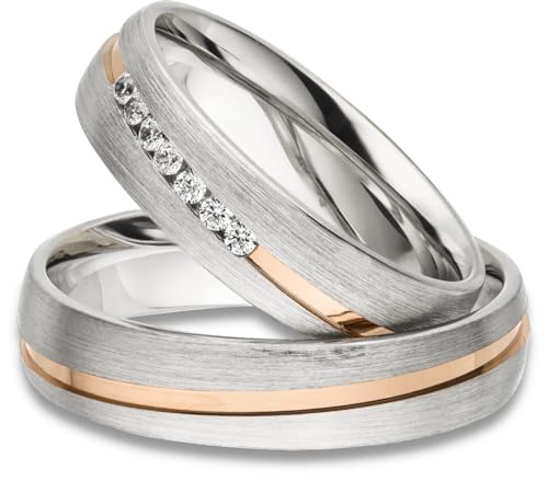 Kolibri Rings Eheringe Verlobungsringe Silber 925 Vergoldet 7 Zirkonia Steine Set - Gratis Gravur und Etui von Kolibri Rings