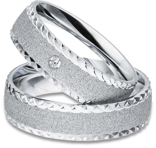 Kolibri Rings Eheringe Zirkonia Stein Verlobungsringe Silber 925 Set - Gratis Gravur und Etui von Kolibri Rings