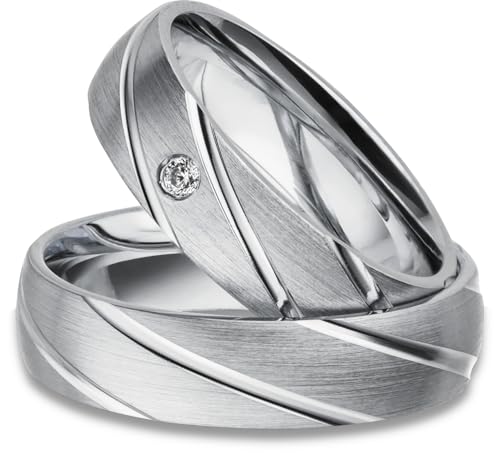 Kolibri Rings - Massive Silber Eheringe Rhodiniert Zirkonia Stein Trauringe Partnerringe Freundschaftsringe 100% Made in Germany - Gravur und Etui von Kolibri Rings