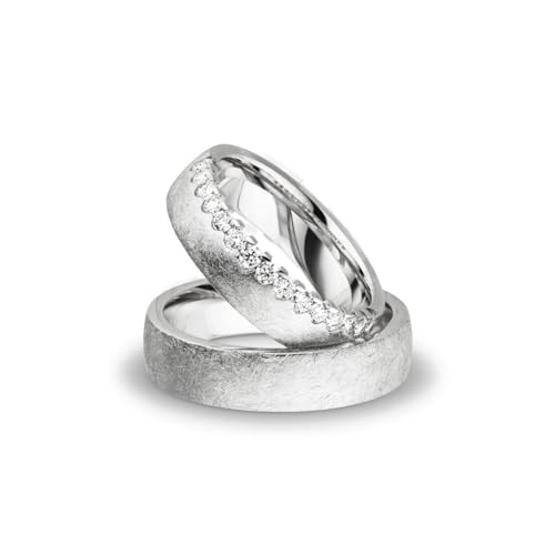 Kolibri Rings Paarpreis Silber Eheringe Eismatt Rhodiniert 15 Zirkonia Steine Trauringe Partnerringe Freundschaftsringe - Gratis Gravur und Etui von Kolibri Rings