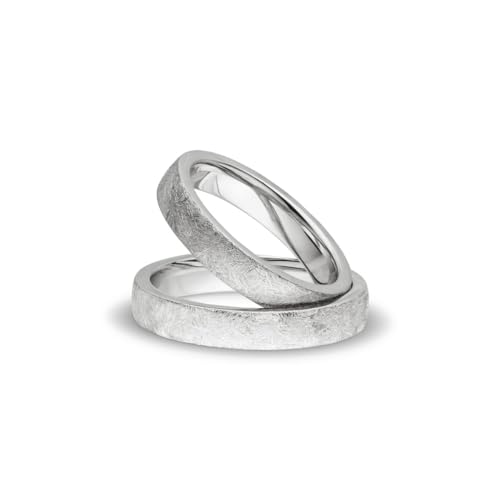 Kolibri Rings - Partnerringe Silber 925 Paarpreis Massiv 4 mm Breite Nickelfrei Freundschaftsringe Trauringe Eheringe 100% Made in Germany- Inkl. Gratis Etui + Gravur (Eismatt) von Kolibri Rings