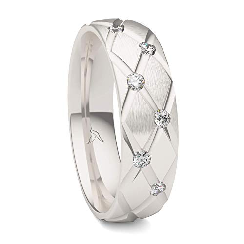 Kolibri Rings Ring Silber 925 Damen 6 Zirkonia Steine Freundschaftsring Partnerring Verlobungsring - 100% Made in Germany Inkl. Gratis Gravur und Etui (Längsmatt) von Kolibri Rings