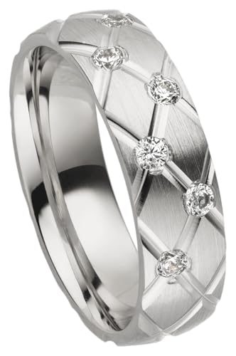 Kolibri Rings Damenring 6 Zirkonia Steine Sterling Silber 925 Ring Ehering Verlobungsring Partnerring Freundschaftsring - Inkl. Gravur und Etui von Kolibri Rings