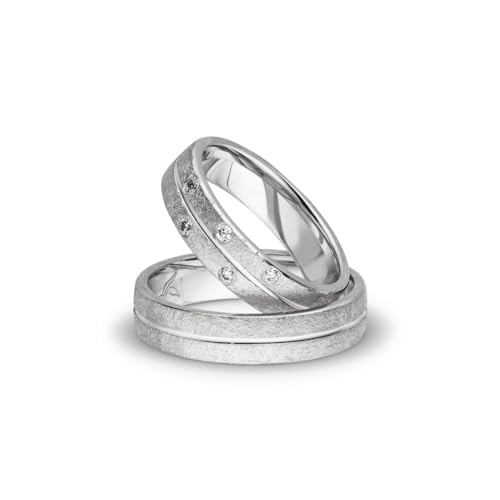 Kolibri Rings Silber Eheringe Eismatt Rhodiniert 5 Zirkonia Steine Paarpreis Trauringe Partnerringe Freundschaftsringe - Gratis Gravur und Etui von Kolibri Rings