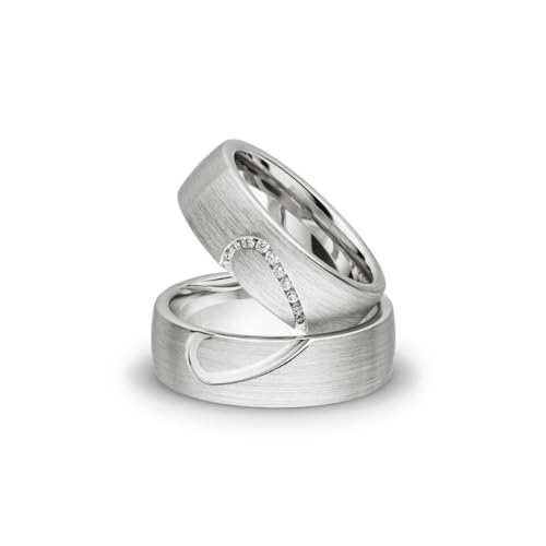 Kolibri Rings Silber Eheringe Rhodiniert 10 Zirkonia Steine Herz Trauringe Partnerringe Freundschaftsringe Paarpreis - Gratis Gravur und Etui von Kolibri Rings