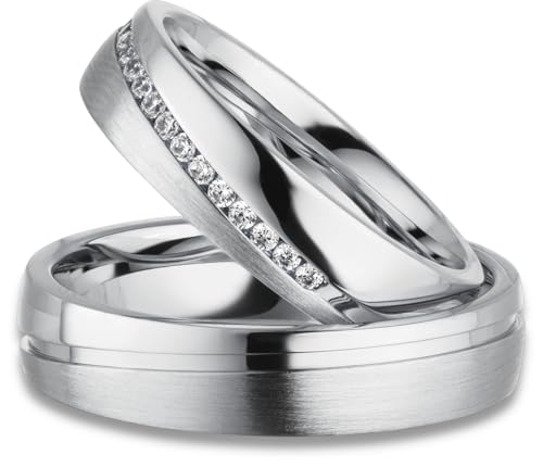 Kolibri Rings Eheringe Silber 925 15 Zirkonia Steine Paarpreis - Gravur und Etui von Kolibri Rings