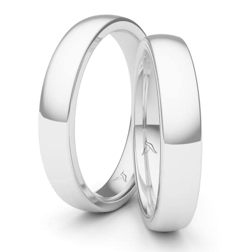 Partnerringe Silber 925 Paarpreis Massiv 4 mm Breite Nickelfrei Freundschaftsringe Trauringe Eheringe 100% Made in Germany- Inkl. Gratis Etui + Gravur (Hochglanz Poliert) von Kolibri Rings