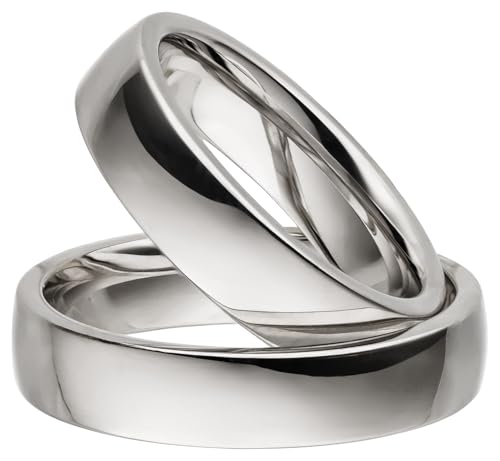 Partnerringe Silber 925 Paarpreis Massiv 5 mm Breite Nickelfrei Freundschaftsringe Trauringe Eheringe 100% Made in Germany- Inkl. Gratis Etui + Gravur (Hochglanz Poliert) von Kolibri Rings