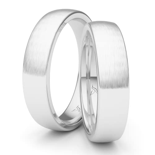 Kolibri Rings Partnerringe Silber 925 Paarpreis Massiv 5 mm Breite Nickelfrei Freundschaftsringe Trauringe Eheringe 100% Made in Germany- Inkl. Gratis Etui + Gravur (Längsmatt) von Kolibri Rings