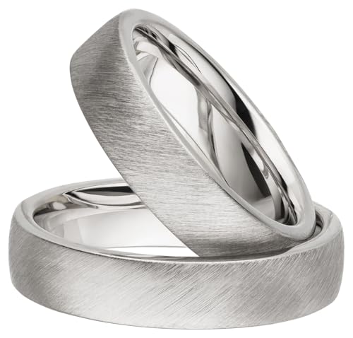 Kolibri Rings Partnerringe Silber 925 Paarpreis Massiv 5 mm Breite Nickelfrei Freundschaftsringe Trauringe Eheringe 100% Made in Germany- Inkl. Gratis Etui + Gravur (Schrägmatt) von Kolibri Rings