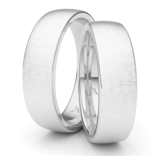 Kolibri Rings Partnerringe Silber 925 Paarpreis Massiv 6 mm Breite Nickelfrei Freundschaftsringe Trauringe Eheringe 100% Made in Germany- Inkl. Gratis Etui + Gravur (Quermatt) von Kolibri Rings