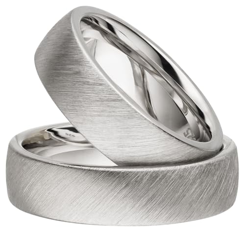 Kolibri Rings Partnerringe Silber 925 Paarpreis Massiv 6 mm Breite Nickelfrei Freundschaftsringe Trauringe Eheringe 100% Made in Germany- Inkl. Gratis Etui + Gravur (Schrägmatt) von Kolibri Rings
