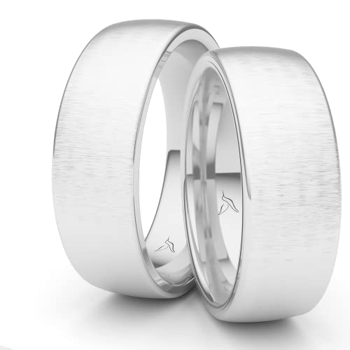 Kolibri Rings Partnerringe Silber 925 Paarpreis Massiv 7 mm Breite Nickelfrei Freundschaftsringe Trauringe Eheringe 100% Made in Germany- Inkl. Gratis Etui + Gravur (Quermatt) von Kolibri Rings