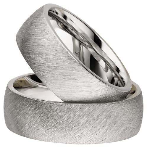 Kolibri Rings Partnerringe Silber 925 Paarpreis Massiv 7 mm Breite Nickelfrei Freundschaftsringe Trauringe Eheringe 100% Made in Germany- Inkl. Gratis Etui + Gravur (Schrägmatt) von Kolibri Rings