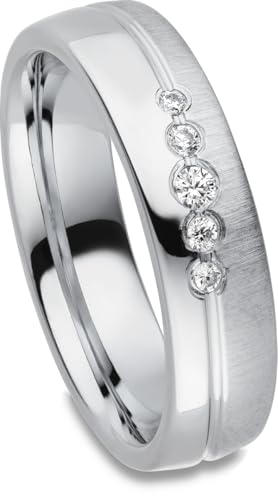 Kolibri Rings Damenring 5 Zirkonia Steine Sterling Silber 925 Ring Ehering Verlobungsring Partnerring Freundschaftsring - Inkl. Gravur und Etui von Kolibri Rings