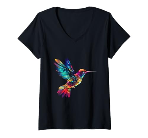 Damen Kolibri Vogel Wildnis Bunt Kolibroliebhaber Tier Kolibri T-Shirt mit V-Ausschnitt Damen Kolibri Vogel Wildnis Bunt Kolibroliebhaber Tier Kolibri T-Shirt mit V-Ausschnitt von Kolibri Tier Tierfan Bekleidung & Geschenke MD