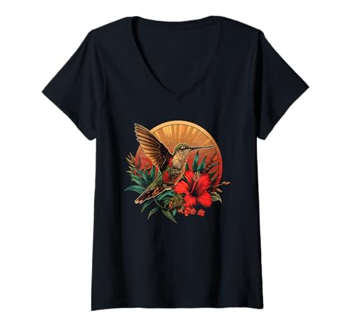Damen Hummingbird Kolibris Kolibri T-Shirt mit V-Ausschnitt Damen Hummingbird Kolibris Kolibri T-Shirt mit V-Ausschnitt von Kolibris Kolibri Geschenk Shop