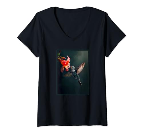 Damen Hummingbird Kolibris Kolibri T-Shirt mit V-Ausschnitt Damen Hummingbird Kolibris Kolibri T-Shirt mit V-Ausschnitt von Kolibris Kolibri Geschenk Shop