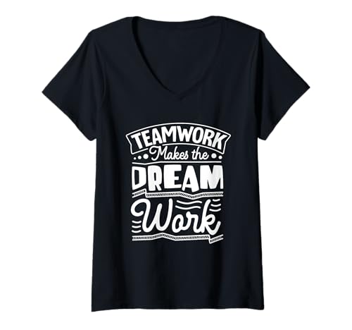 Damen Teamwork macht die Traumarbeit T-Shirt mit V-Ausschnitt Damen Teamwork macht die Traumarbeit T-Shirt mit V-Ausschnitt von Kollaboratives Büro