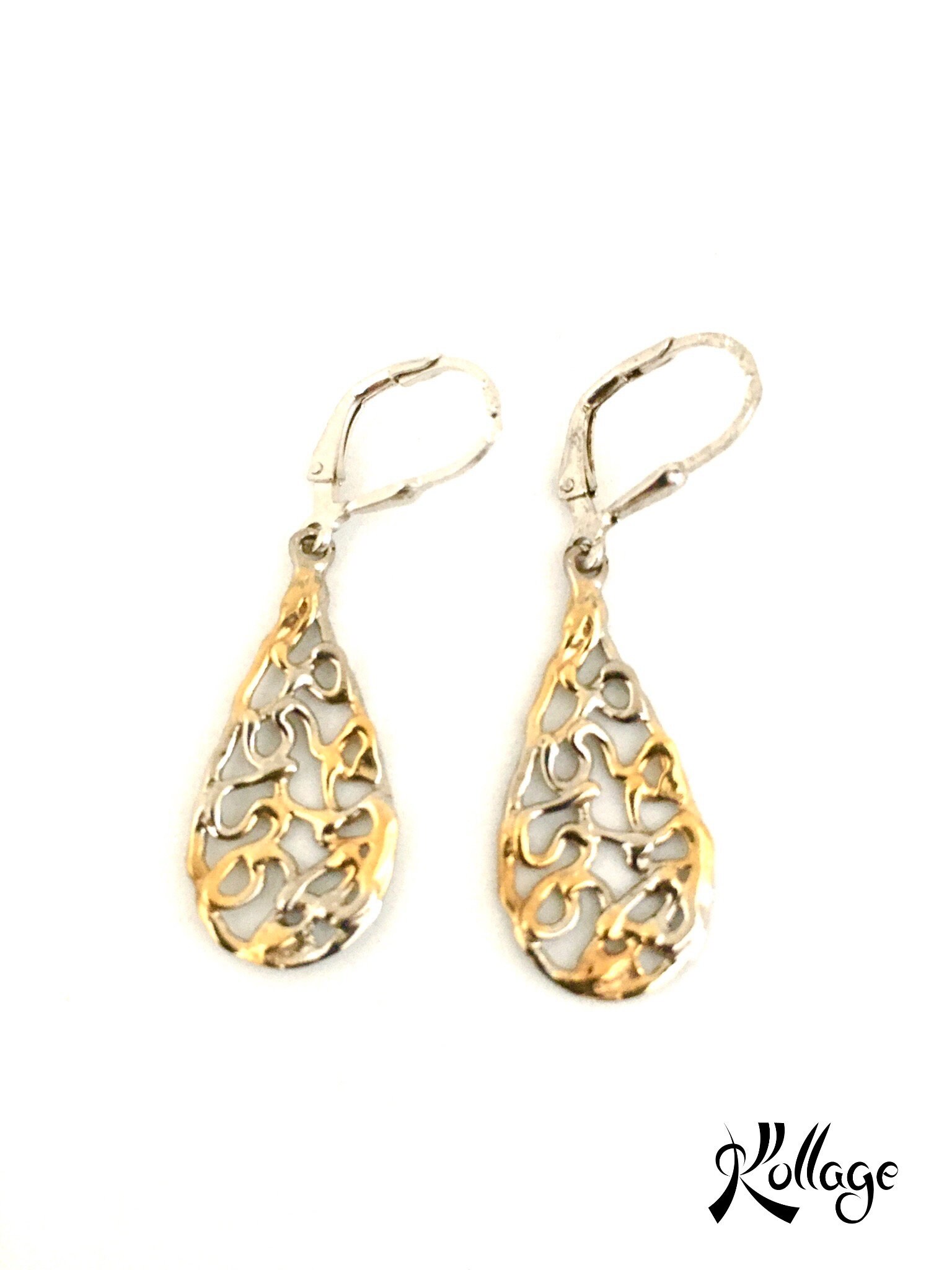 Tropfen Silber Ohrringe, Sterling 925, Handgemachte Und Vergoldet Schlichtes Design Ohrringe Tropfen Silber Ohrringe, Sterling 925, Handgemachte Und Vergoldet Schlichtes Design Ohrringe von KollageJewellery