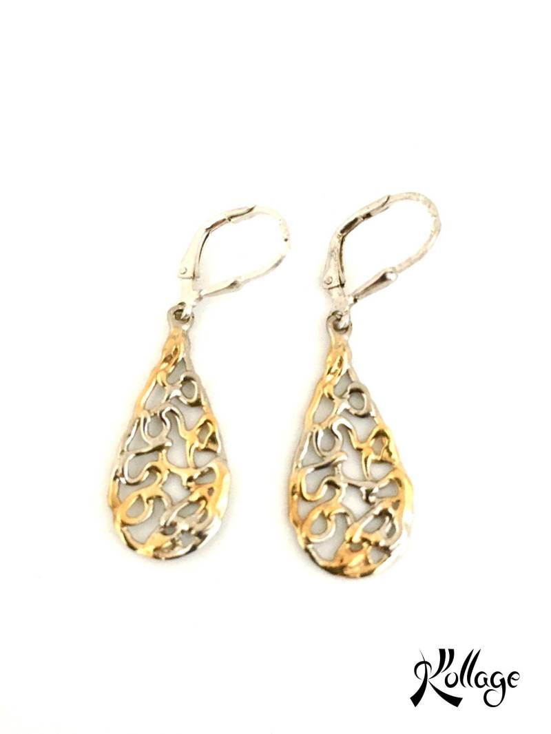 Tropfen Silber Ohrringe, Sterling 925, Handgemachte Und Vergoldet Schlichtes Design Ohrringe Tropfen Silber Ohrringe, Sterling 925, Handgemachte Und Vergoldet Schlichtes Design Ohrringe von KollageJewellery
