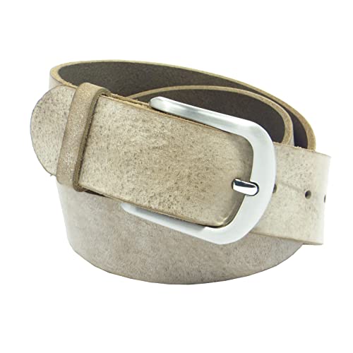 Kollektion Chrissys-in Ledergürtel beige grau-braun aus Rindleder 4 cm breit aus eigener Fertigung (85) von Kollektion Chrissys-in