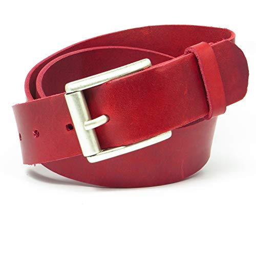 Kollektion Chrissys-in Ledergürtel rot aus Rindleder 4 cm breit aus eigener Fertigung (100) (115) von Kollektion Chrissys-in