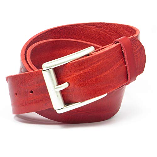 Kollektion Chrissys-in Ledergürtel rot geschrumpft aus Rindleder 4 cm breit aus eigener Fertigung (85) von Kollektion Chrissys-in