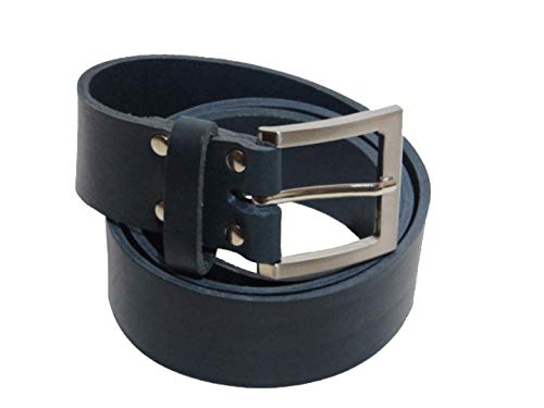 Ledergürtel aus Vollrindleder 4 cm breit blau aus eigener Fertigung (100) von Kollektion Chrissys-in