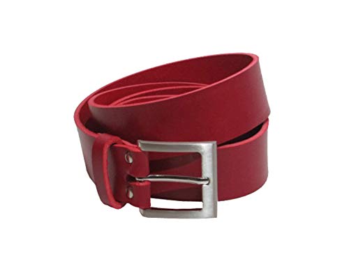 Ledergürtel aus Vollrindleder 4 cm breit rot aus eigener Fertigung (100) von Kollektion Chrissys-in