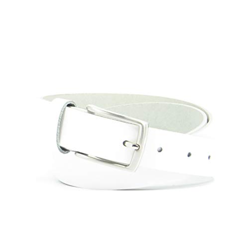 Ledergürtel aus feinem dünnen Rindsleder 3 cm breit weiß (100) von Kollektion Chrissys-in