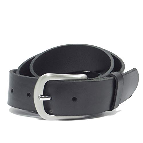 Ledergürtel aus hochwertigem Vollrindleder 4 cm breit schwarz aus eigener Fertigung (110) von Kollektion Chrissys-in