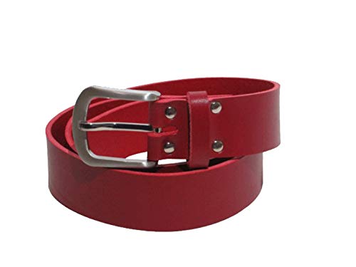 Ledergürtel rot aus festem Vollrindleder 4 cm breit aus eigener Fertigung (85) von Kollektion Chrissys-in